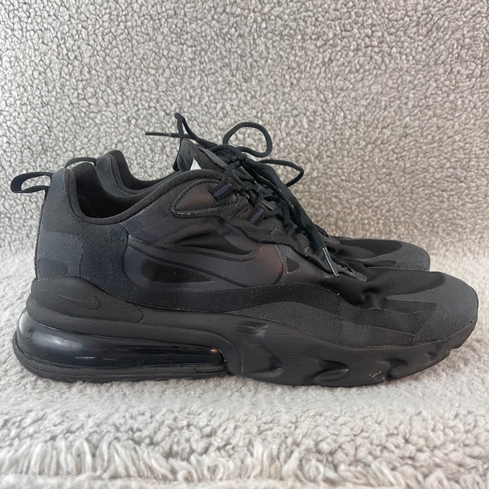 Nike Air Max 270 React‎ Men's size 11.5 Triple Black Running Shoes CI3866-003